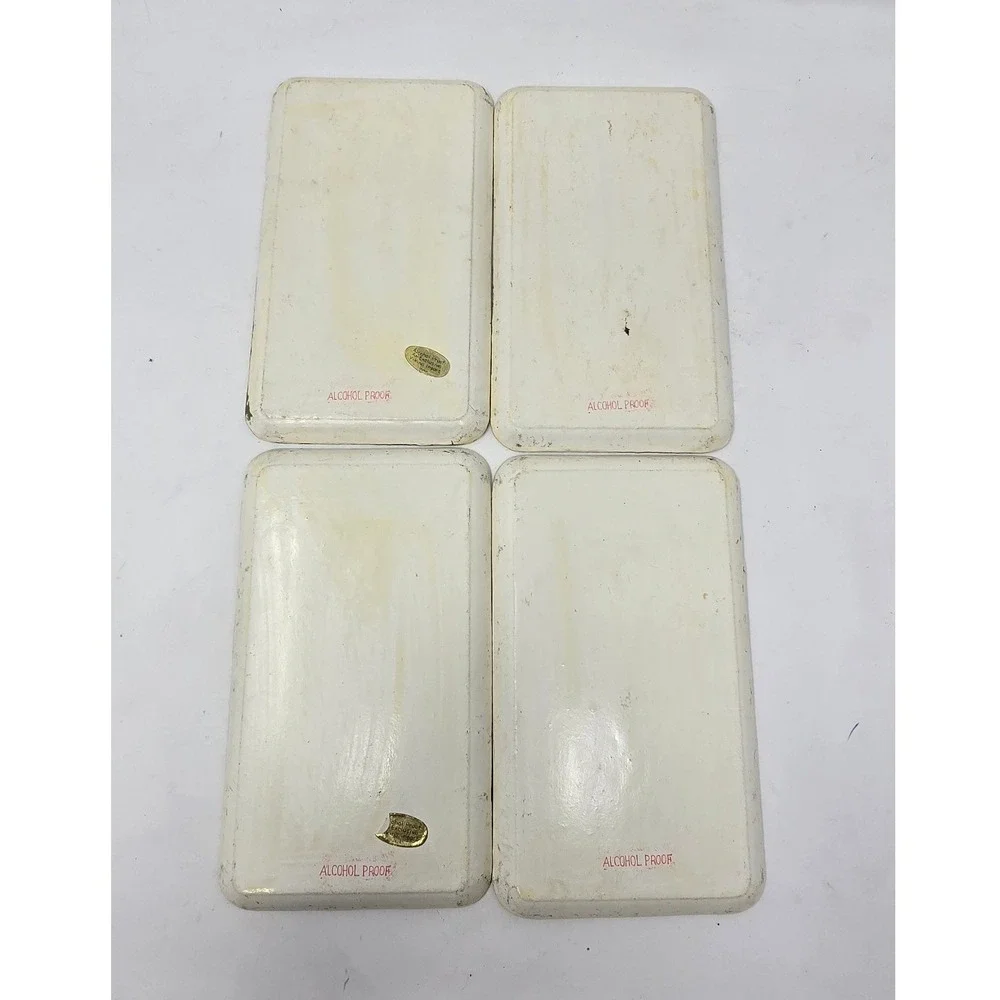 Vtg‎ Viking Import Japan paper mache trays set of 4 floral Chinoiserie